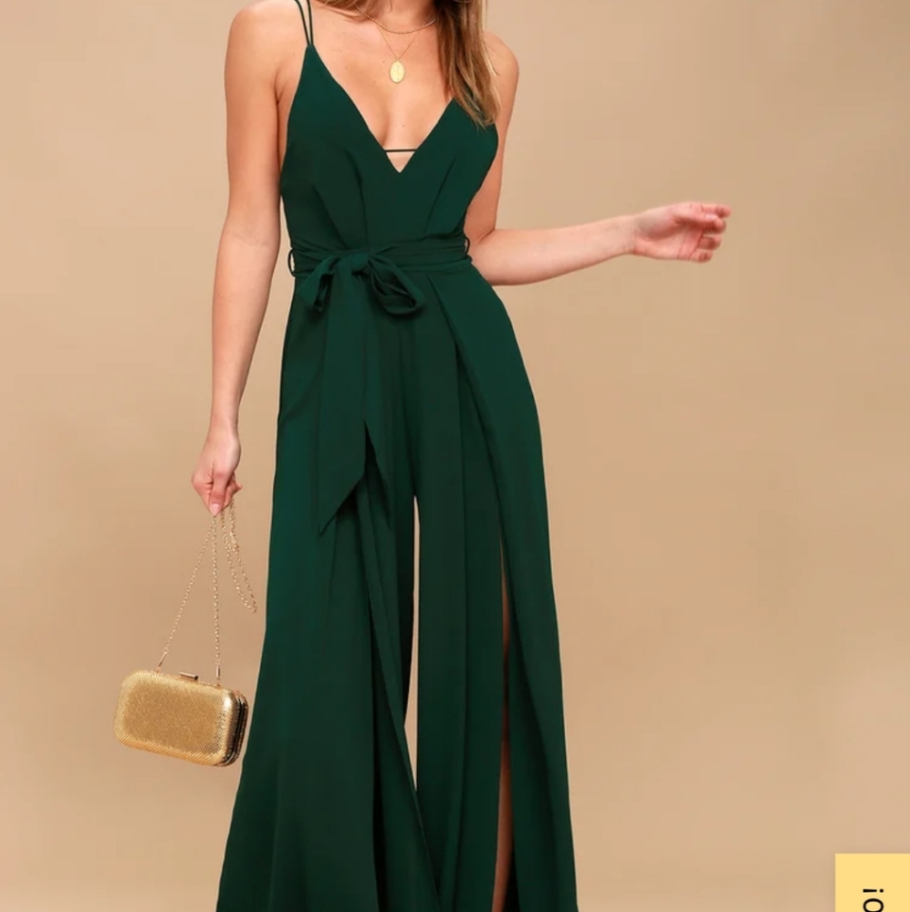 Lulu's Hype Dream wide leg jumpsuit in green M new without tags